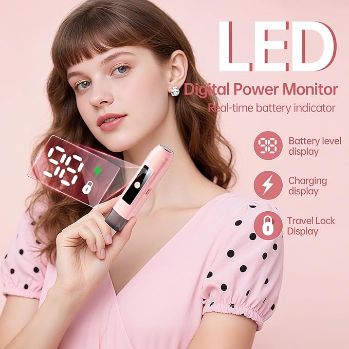 Bikini Trimmer for Women: 2-in-1 Electric Shaver with Digital DisplayIPX7 Waterproof &amp Easy Cleaning&amp Travel Lock - Dual Head Trimmer for Underarms Legs Face (Pink)