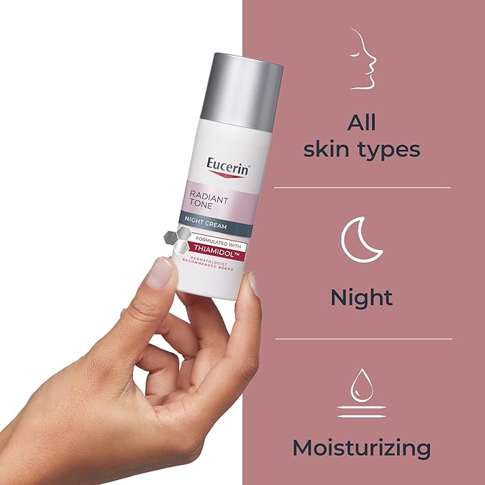 Eucerin Radiant Tone Night Cream Dark Spot Corrector with Thiamidol Night Moisturizer for Face Helps Visibly Reduce the Look of Persistent Dark Spots All Skin Types 1.7 Oz Bottle
