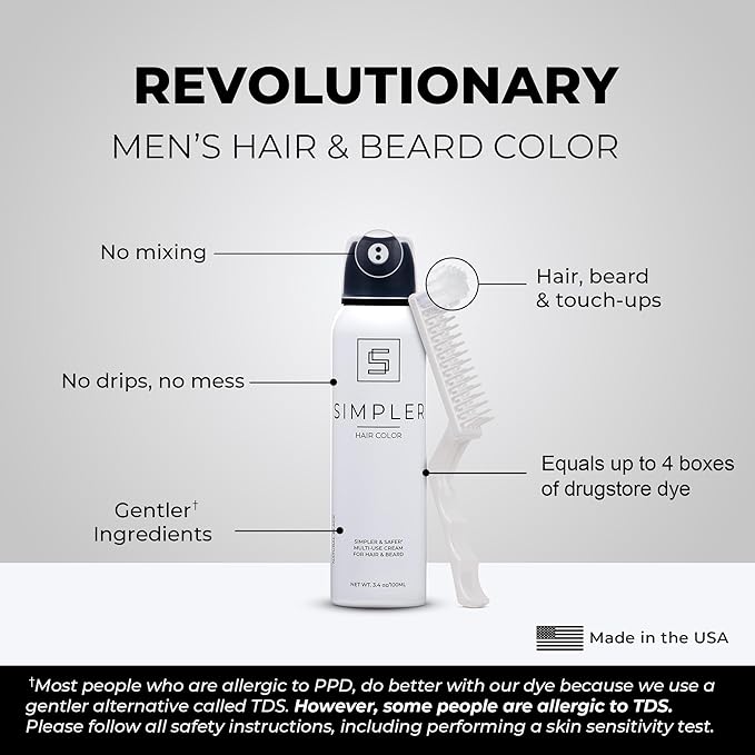 Simpler Hair Color for Men Kit for Full Gray Coverage - Blond Hair &amp Beard Dye for Men - Effortless Light Blond Hair Dye - Hypoallergenic Formula with No PPD