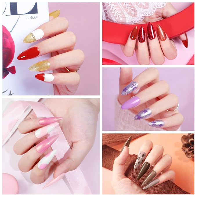 COSCELIA 73pc Gel Nail Polish Kit with U V light 60 Bottles Gel Nail Polish and Soak off Top Base Coat Fall Colors Enchantment Collection Glitter Nail Rhinestones Gel Manicure Starter Kit DIY Gifts