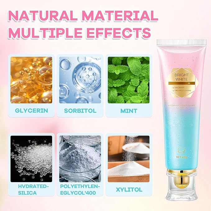 Niacinamide Whitening ToothpasteMild Mint for Fresh Breath24-Hour Fresh BreathTriple Brightening Niacinamide-Infused ToothpasteFluoride-Free Formula Suitable for Sensitive Teeth (2)