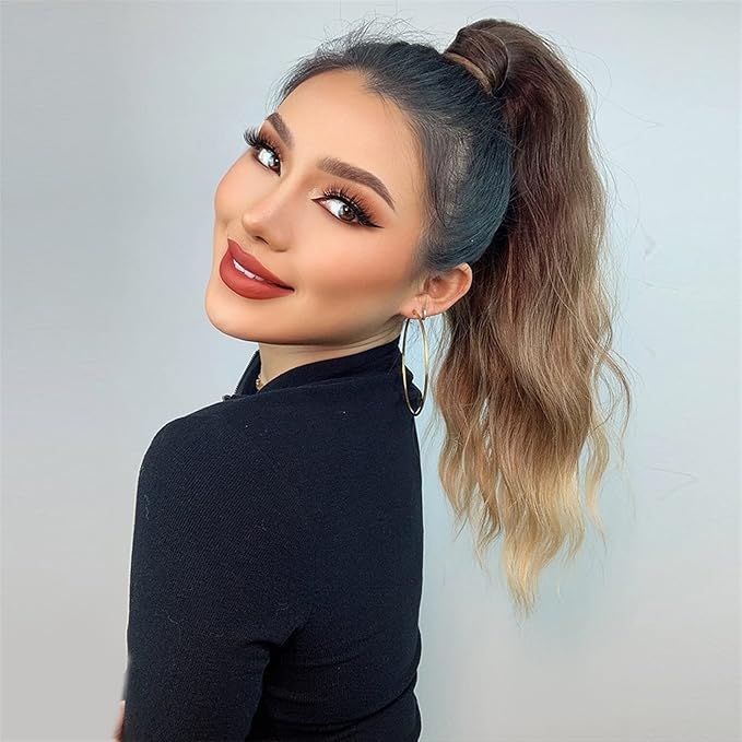 EARSHOT Hair Buns Hair Piece 16 Inch Long Wave Ponytail Lengthening Synthetic Curly Ponytail Hair Extension Wig Bun Wig Hair Bun for Women Everyday Hair Accessories For Girls (Size : 1 PC Color : A)