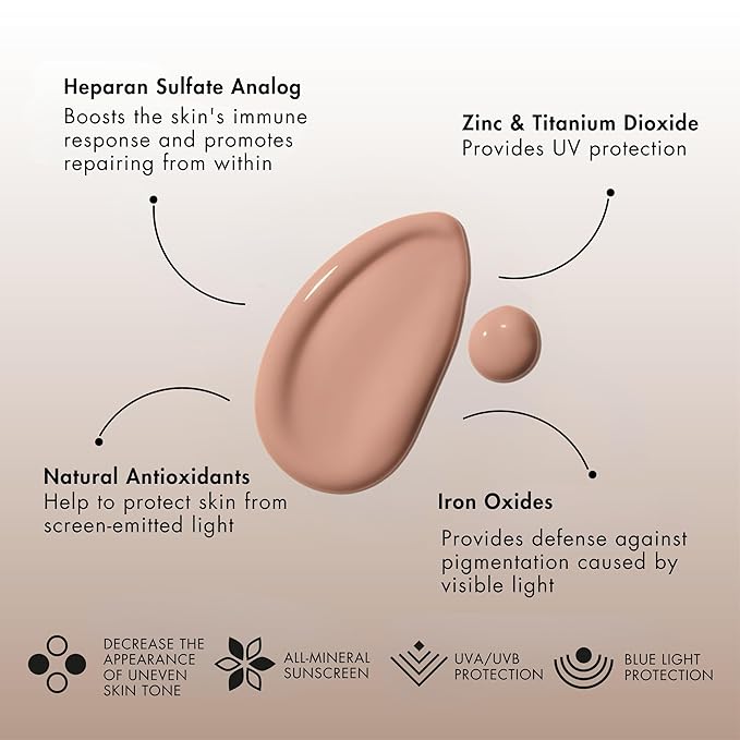 Sent? Even Tone Mineral Sunscreen Tinted | SPF 40 Light-Medium | Hydrating Lightweight Sun Protection Treatment for Redness &amp Discoloration | UVA/UVB &amp Blue Light Defense | 1.7 oz