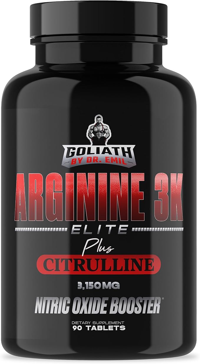Dr. Emil - Elite L Arginine (3150mg) + L-Citrulline Highest Dose - Nitric Oxide Supplement for Vascularity Endurance and Heart Health (AAKG and HCL) - 90 Tablets