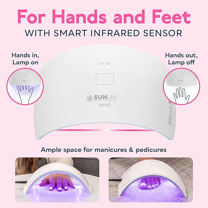 SUNUV UV LED Nail Lamp Nail Dryer for Gel Polish UV Light for Gel Nails with Sensor 2 Timer SUN9C Blue Gift for Women Girl