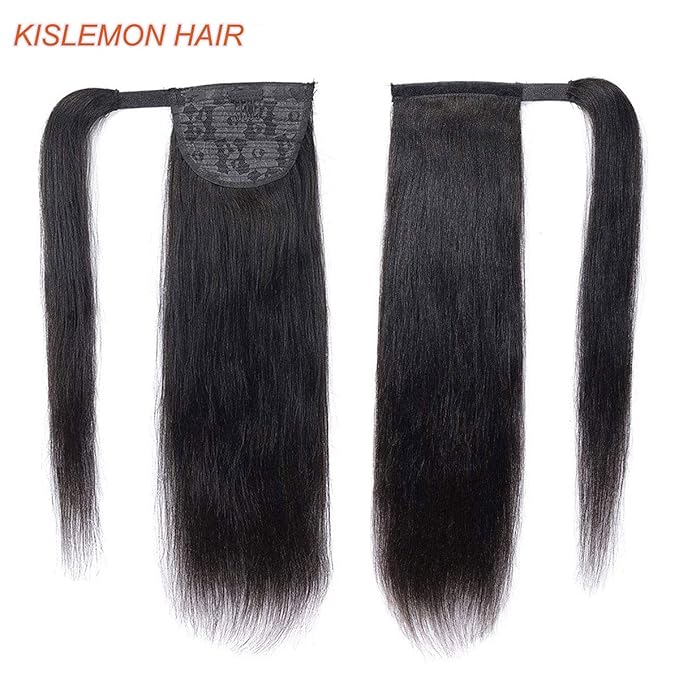 Ponytail Extensions Straight Human Hair Natural Black Magic Paste Wrap Around Ponytail 100% Real Remy Hair Extensions For Women 26 Inch 125g