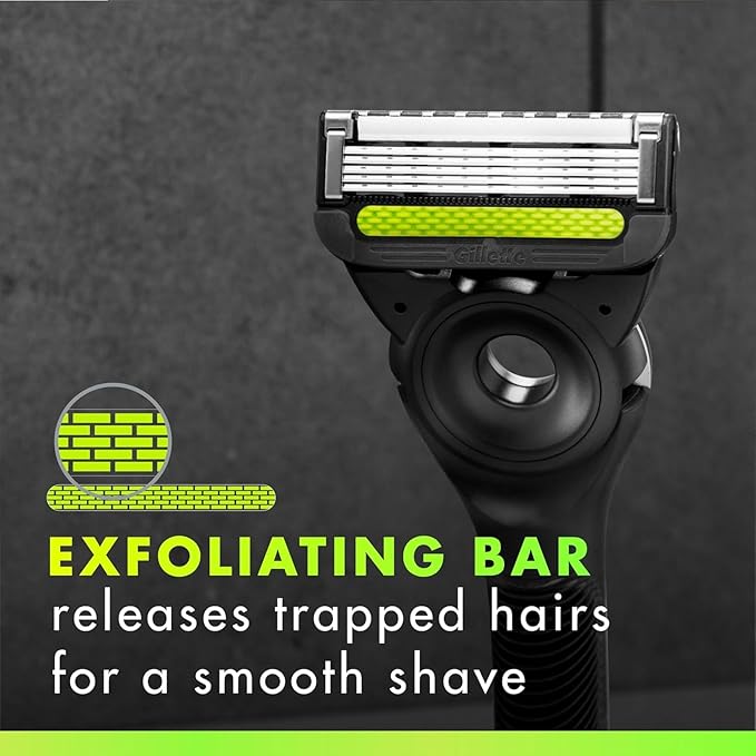 GilletteLabs with Exfoliating Bar by Gillette Razor for Men - 1 Handle 4 Razor Blade Refills Holiday Gifts for Men Includes Premium Magnetic Stand