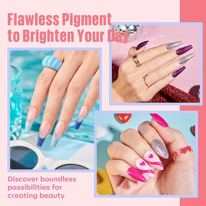 MEFA 60 Pcs Gel Nail Polish Kit with U V Light 32 Colors Popular Soak Off Nude Pink Red Gel Polish Nail Set with Matte/Glossy Gel Top Base Coat Manicure Tools Nail Art Decorations DIY Salon