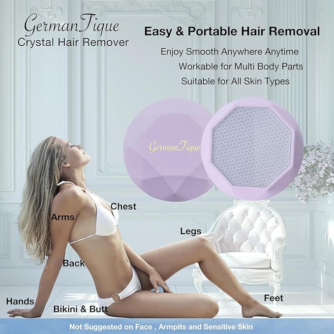 Crystal Hair EraserUpgraded Crystal Hair Remover DiamondPainless and Effective Nano Glass Hair Removal Stone and Skin ExfoliationNatural Epilator for Women and Men(Pastel Lilac)
