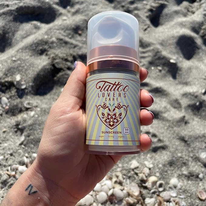Tattoo Lovers Care Tattoo SPF 50 Sunscreen Mineral Based Deeply Moisturizes &amp Protects Ink Against Fading Tattoo Fade Protection and Moisturizer Vegan Organic 1.7oz