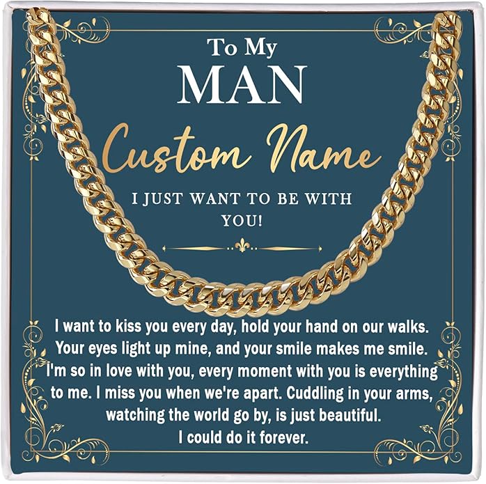 To My Man Necklace Custom Cuban Chain Necklace Gift For Husband Valentine Gift For Men Anniversary Birthday Gift For Him Husband Necklace From Wife Boyfriend Jewelry From Girlfriend