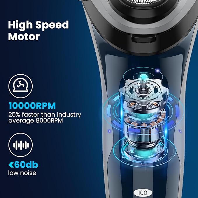 SweetLF Electric Razor for Men with Pop-Up Trimmer IPX7 Waterproof Electric Shaver Rechargeable Cordless Shavers for Men Type-C 120Mins Runtime Plug &amp Play Blue