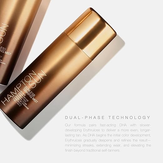 Hampton Sun Sunless Tanning Mist | Face + Body Self-Tanner | No-Rub + Mess-Free | Streak-Free Long-Lasting Natural-Looking Color| No Transfer Clear Mist | Quick-Dry | Award-Winning | All Skin Types