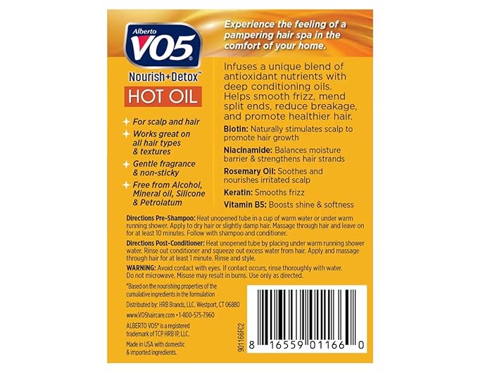 Alberto VO5 Moisturizing Hot Oil Treatment 0.5 Ounce 2-Count Tubes (Pack of 6)