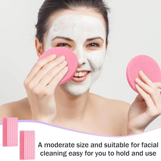 Mifoci 960 Pieces Pink Compressed Facial Sponges for Estheticians Makeup Removal Sponge Pads for Women Spa Exfoliating Face