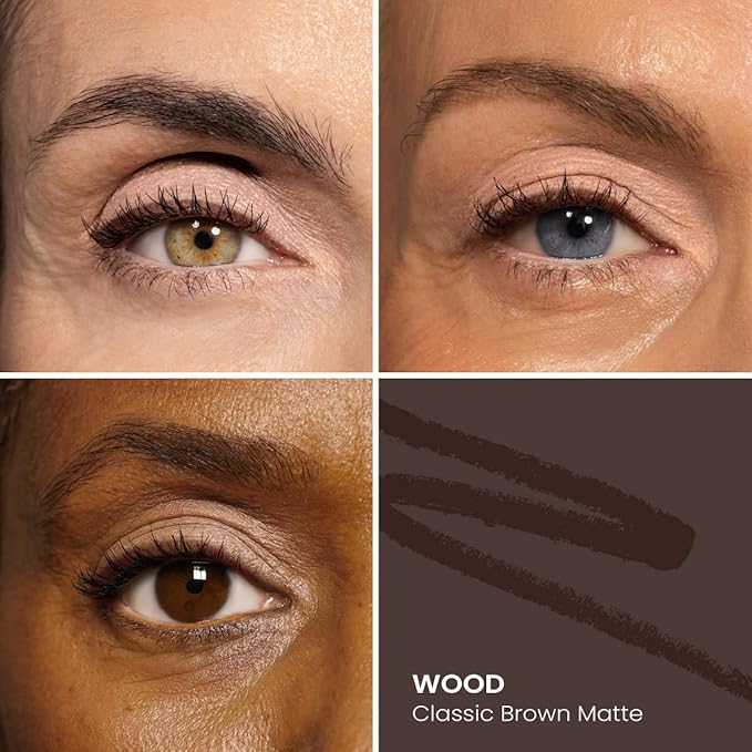 PRIME PROMETICS PrimeEyes Glide Eyeliner for Mature Women ? Water-Resistant Long-Stay and Mess-Proof ? Gel Cream Texture Discreet Sharpener and Effective Smudger (Wood (brown))