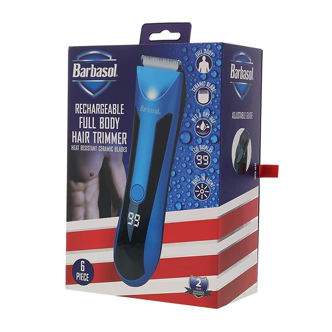 Barbasol Rechargeable Full Body Hair Trimmer/Groomer with Heat Resistant Ceramic Blades Xtreme Easy Cleaning
