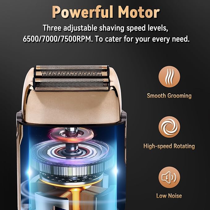 Ufree Close Shave Electric Foil Shavers for Men 3-Speed Electric Razor Bald Head Shavers Face Shaving Beard Trimmer with LCD Display Gifts for Men