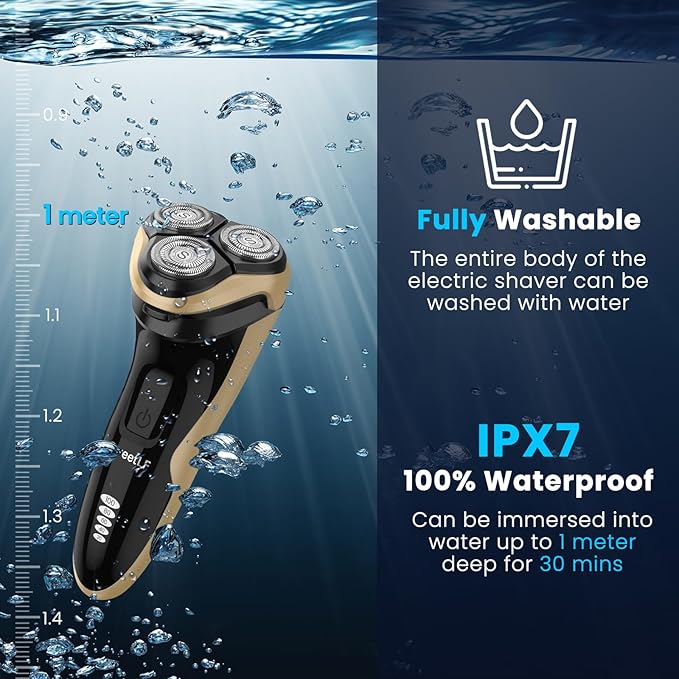 SweetLF Electric Razor for Men with Pop-Up Trimmer IPX7 Waterproof Electric Shaver Rechargeable Cordless Shavers for Men Type-C 120Mins Runtime Plug &amp Play