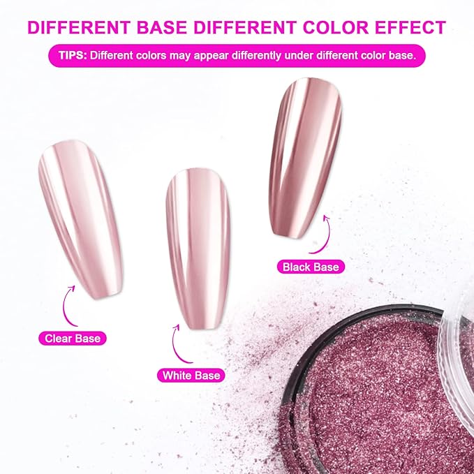 SAVILAND Chrome Nail Powder Set: 36 Colors Metallic Mirror Effect Holographic Chrome Nail Powder Iridescent Chameleon Pigment Manicure DIY Nail Art Decoration Glitter Dust with Sponge Brushes Home Use