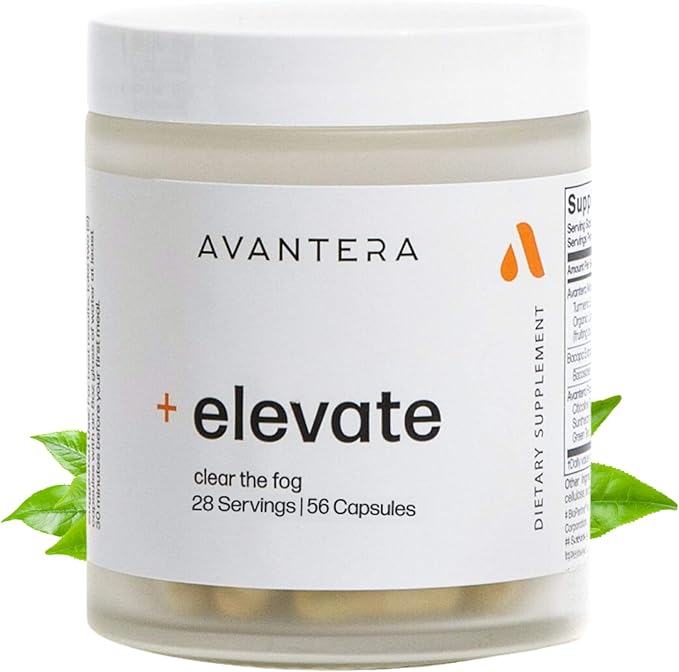 Avantera Elevate Premium Nootropic Supplement - Beat Brain Fog - Best Focus Supplements for Memory &amp Focus Support - Energy Without Crash - 56 Count Pills for Women &amp Men