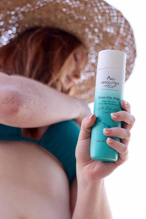 Absolutely Natural After Sun Lotion &amp Moisturizer with Aloe Vera Rose Hip Oils &amp Vitamin E | Helps Prevent Anti-Aging &amp Sunburn Relief - 8 Fl Oz