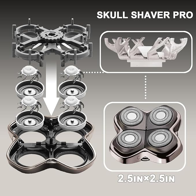 Replacement Head Compatible with Shaver PRO 4 Blade Fit for Skull Pitbull Butterfly Kiss PRO &amp Palm Shavers Replacement Head for Electric Shaver &amp Blade for Bald Head and for Men/Women (3 P