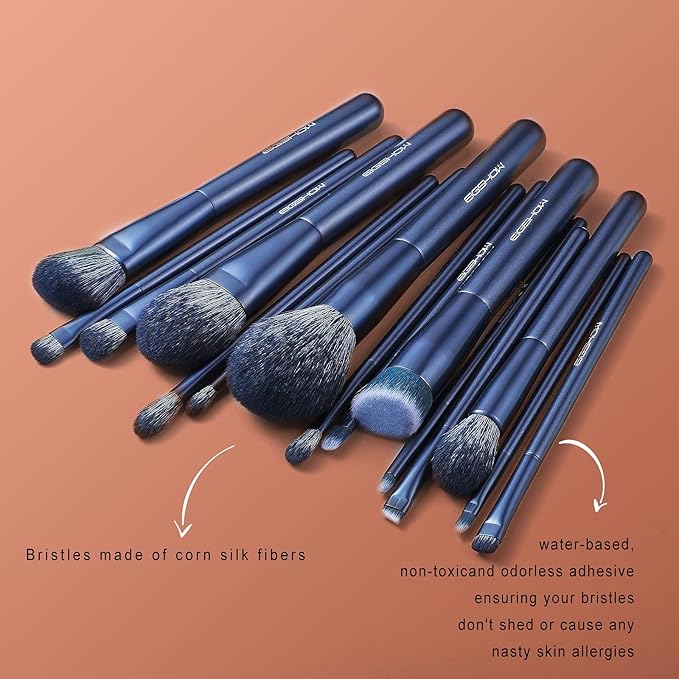 Makeup Brush Set EIGSHOW Professional Makeup Brushes Kit Foundation Powder Concealers Eye Shadows Makeup 15 Piece for Eye Face Liquid Cream Cosmetics Brushes Kit Best Birthday Gift for Women(BLUE)