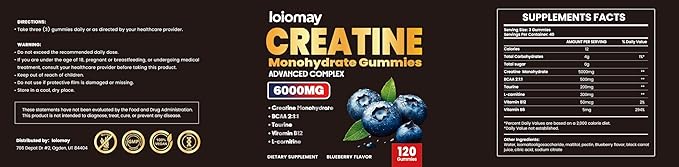 Creatine Monohydrate Gummies for Men &amp Women 5g Vegan Creatine Gummy with Taurine for Build Muscle Boost Energy &amp Strength Blueberry Flavor Chewable Sugar-Free Pre Workout Supplements 120