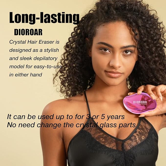 Crystal Hair EraserUpgrade Crystal Hair RemoverPhysical Nano Glass Hair Removal DevicePainless Epilator and Exfoliator Without Shaver for Quick Soft Silky Skin(Hot Pink)