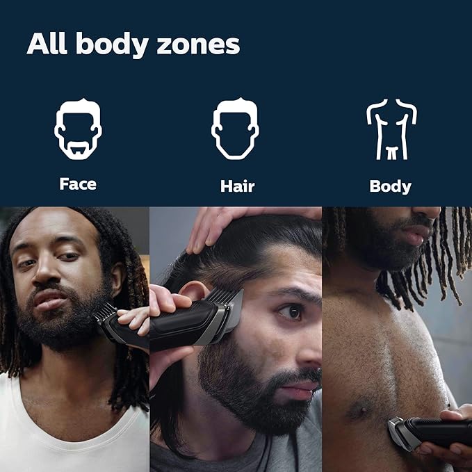 Philips Norelco Multigroom 5000 Series All-in-One Trimmer and Hair Clipper 18-Piece Men's Grooming Kit for Beard Face Hair Body and Intimate Areas No Blade Oil Needed Model MG5910/49