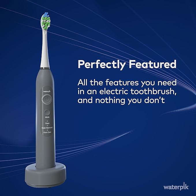 Waterpik Sensonic Sonic Electric Toothbrush Rechargeable Toothbrush for Adults with 3 Modes Travel Case USB Charger Modern Gray STW-03W027 Packaging May Vary
