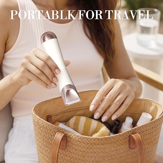 Bikini Trimmer for Women 2 in 1 Electric Shaver for Women Pubic Hair Trimmer Waterproof IPX7 with LED Bikini Razor for Leg Arm Underarm Bikini Area Pull Bows Gift Box for Friends (Shell White)