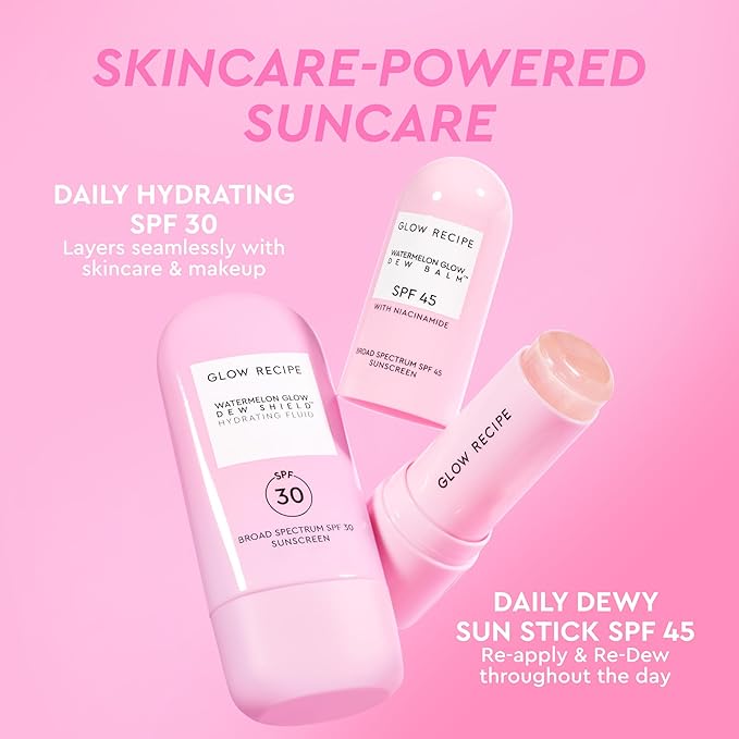 Glow Recipe Dew Shield Korean Face Sunscreen SPF 30 - Hydrating Moisturizer &amp Dewy Lightweight Sunscreen - Formulated with Broad Spectrum UV Protection with No White Cast or Pilling (15ml)