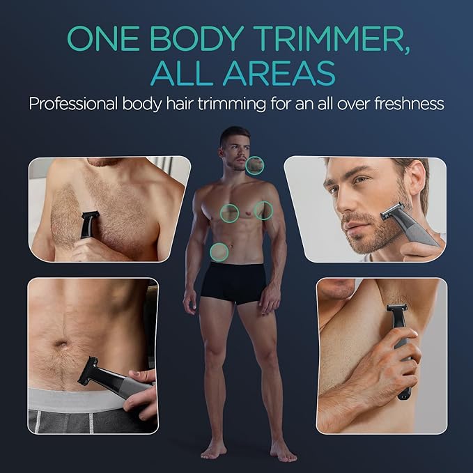 VOYOR Beard Trimmer for Men Electric Razor Nose Face Body Hair Trimmer with Adjustable Length Combs All in 1 Rechargeable Mens Grooming Kit Cordless Electric Shaver Wet/Dry TX510 (Grey)