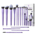 EIGSHOW Makeup Brushes Set 15Pcs Professional Make Up Brush with Silver Ion Bristles for Foundation Powder Blush Highlighter Concealer Eyeshadow Eyeliner Travel Gift Set (Matte Purple)