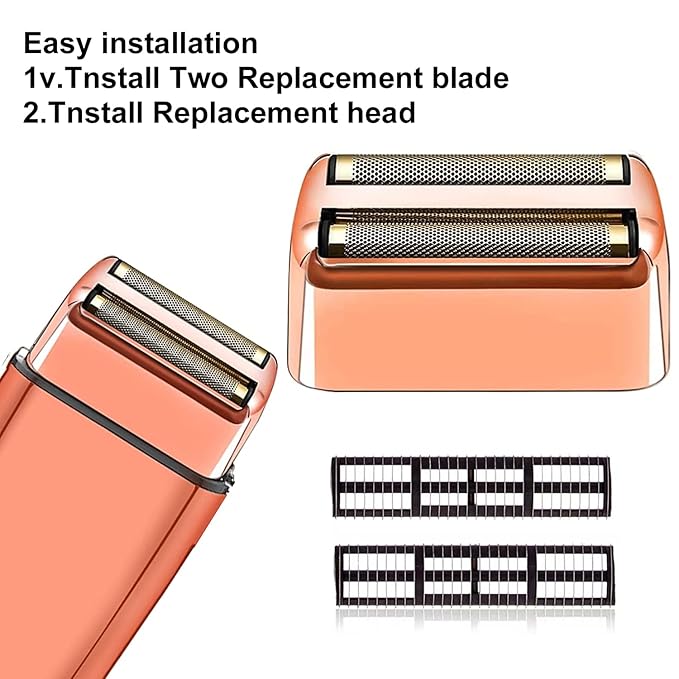 Professional Replacement Foil and Cutters for BaBylissPRO Barberology Double Foil Shaver Compatible with BaBylissPRO Barberology FXFS2 Shaver (Rose Gold)