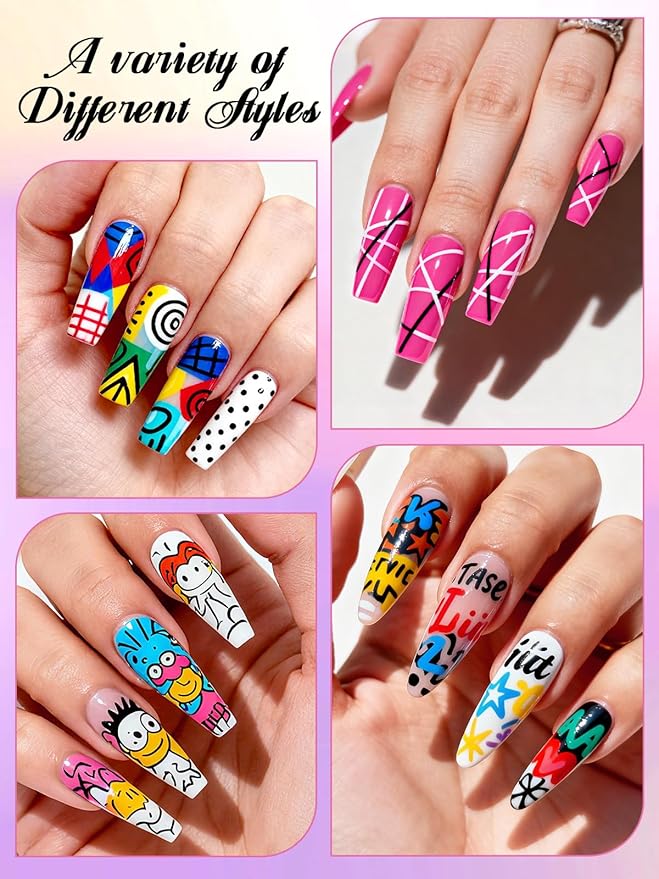Kalolary 12 Color Nail Art Pens Set Nail Art Markers Polish Pens Nail Point Graffiti Dotting Pen Drawing Painting Liner Brush for DIY Nail Art Beauty Adorn Manicure Tools