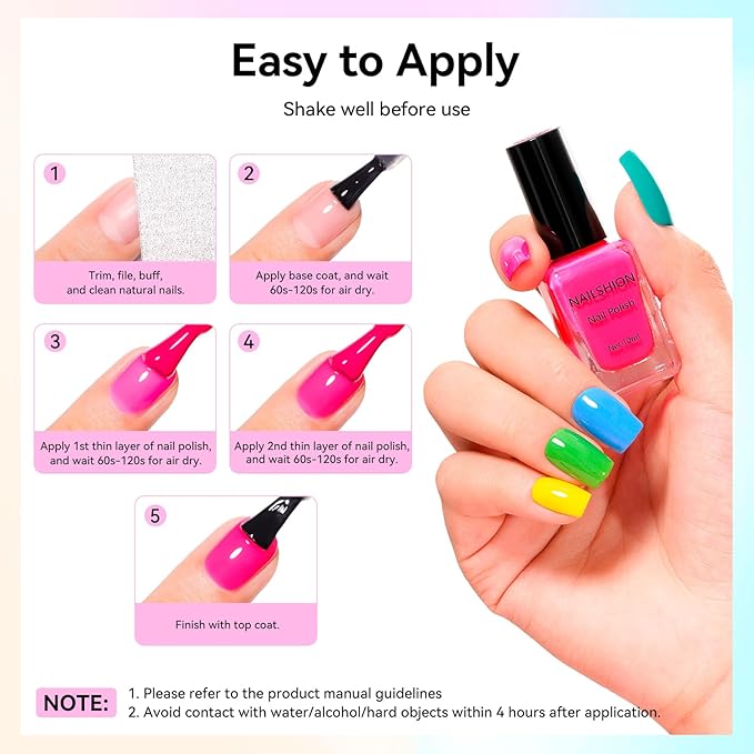 Nail Polish 16 Colors Rainbow Air Dry Regular Nail Polish Set with Base Top Coat &amp Remover Pads| White Red Classic French Fingernail Polishes Non-gel Bulk Gift for Nail Art Lovers