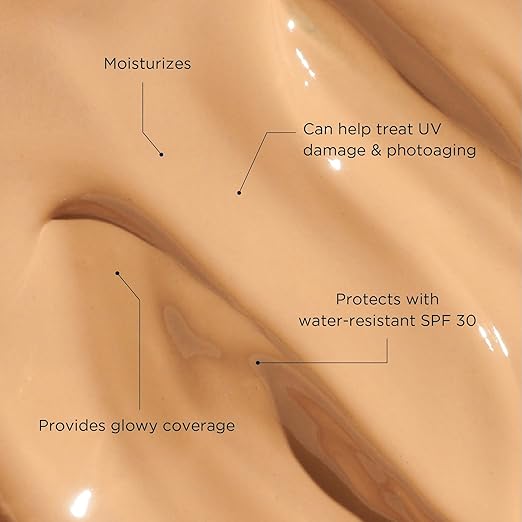 Tinted Mineral Sunscreen with Non-Nano Zinc Oxide SPF 30 Face Moisturizer GLOW ME by FRE Skincare (Medium-Deep) - Hydrating Lightweight Face Cream for Smoother &amp Glowing Skin - Reef-Safe Sunscre