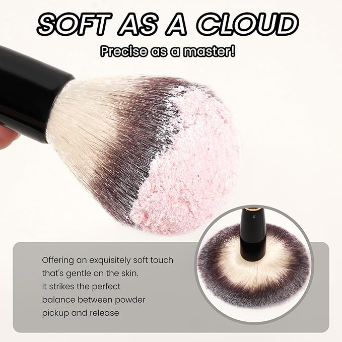 MAANGE Makeup Brushes 16Pcs Professional Foundation Powder Blush Contour Eyeshadows Double-End Makeup Brushes Set with Bag and Gift Box-Black