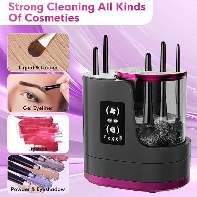 3 IN 1 Electric Makeup Brush CleanerAutomatic Makeup Brush Cleaner with Makeup Brush DryerPortable USB Deep Cleaning for All Size Beauty Makeup Brush SetBlush Brush (Grey)