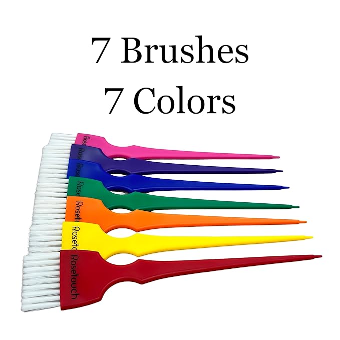 Professional Salon Hair Dye &amp Coloring Brush and Tint Bowl Set 7 Rainbow Application Brushes and Mixing Bowls
