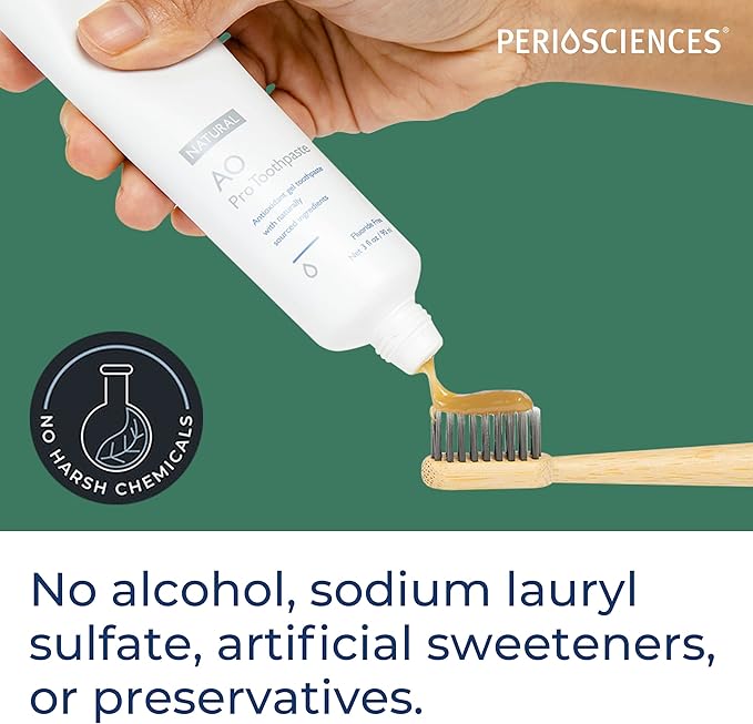 PerioSciences AO Pro Natural Toothpaste with Nano Hydroxyapatite Remineralizing Fluoride Free SLS Free Gluten Free 3 fl oz / 90ml - Pack of 2