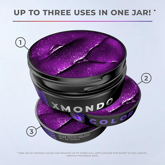 XMONDO Color Amethyst Depositing Mask &amp Semi-Permanent Purple Hair Dye | Infused with Bond Booster Technology &amp Hyaluronic Acid for Nourishment Revitalization &amp Repair Vegan Formula 8 F