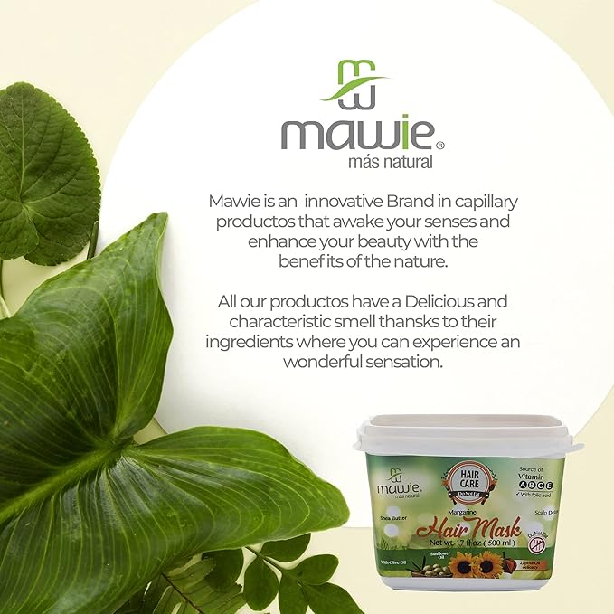 MAWIE 500ml Margarine hair treatment for dry hair with sunflower olive and sapote oils - Mask for abundant curls extremely damaged hair treatment deep hydration and definition of curl hair care