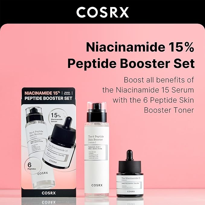 COSRX Niacinamide 15% Peptide Booster Set - Amazon Exclusive - Korean Skin Care Set Gift Sets Niacinamide Serum Face Serum Stocking Stuffers Gifts For Women