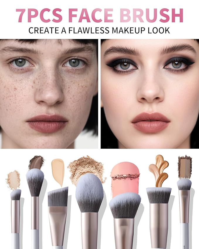 EIGSHOW Makeup Brushes Set 15Pcs Professional Make Up Brush with Silver Ion Bristles for Foundation Powder Blush Highlighter Concealer Eyeshadow Eyeliner Travel Gift Set (Champaign Gold)