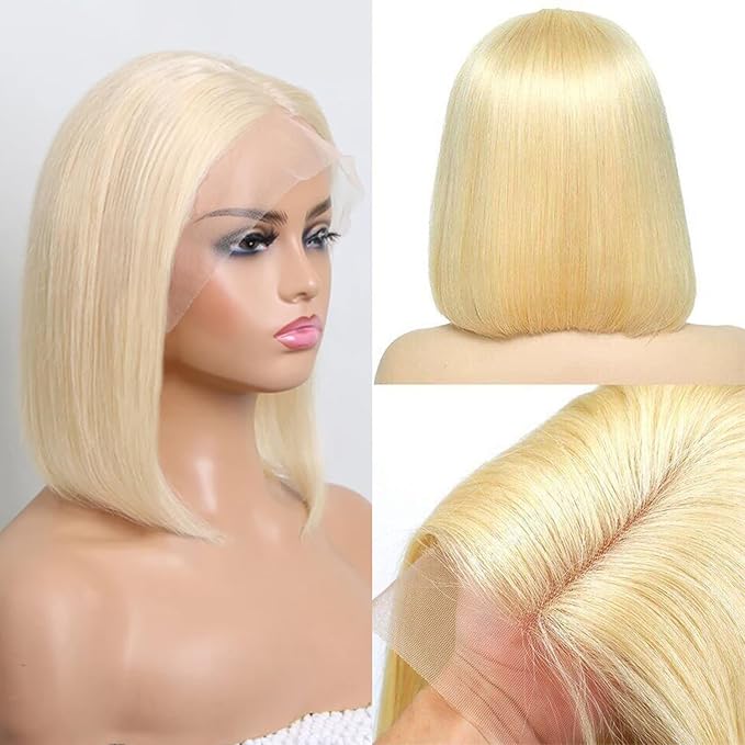 613 Bob Wig Human Hair Blonde Bob Wig HD Lace Front 13X4 HD Transparent lace Front Bob Wig Human Hair for Black Women Natural Hairline 14 inch