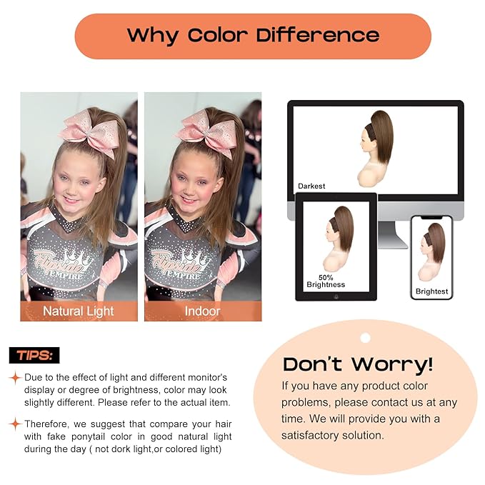 SEIKEA Cheer Ponytail Hair Piece 14 Straight Cheerleader Hairpiece Ponytail Extension for Cheer Competitions Dance Costume Dress up Soft Natural Look for Girls Teens Black Brown